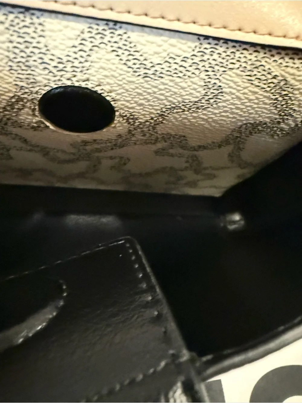 TOUS Black Leather Crossbody Bag with Cream Interior Accent